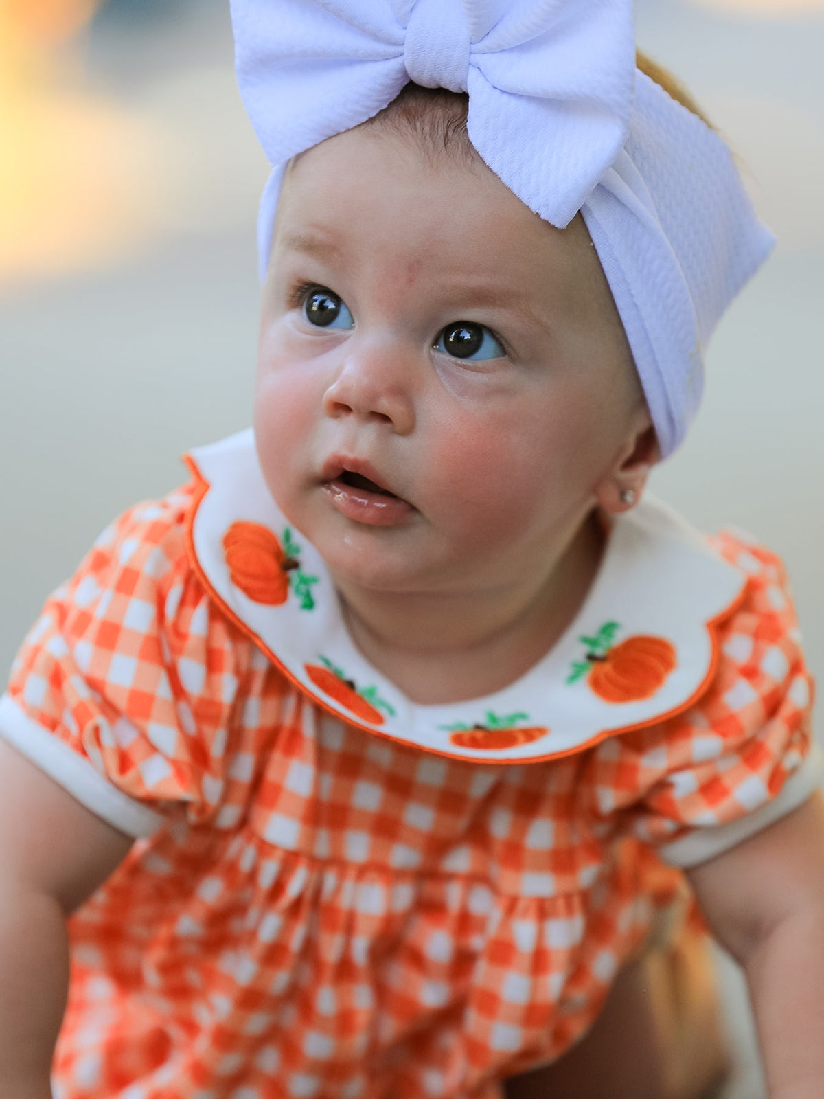 Polyester Spandex Romper, Pumpkin Puff Sleeve Bloomer Set by Rylee Faith Designs