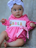 Fall Thanksgiving& Halloween "GOBBLE" Smock Embroidery Baby Girl Romper by Rylee Faith Designs