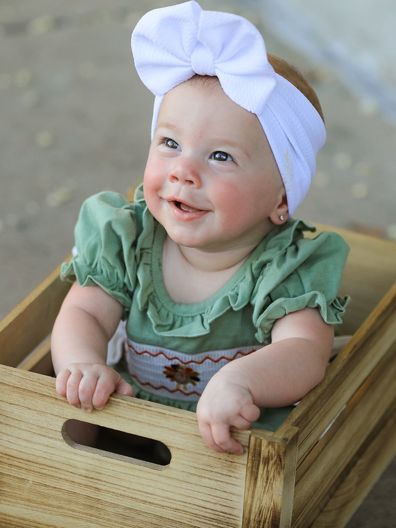 Cotton/Spandex Romper, Chicken Smock Embroidered