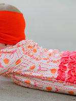 Polyester Spandex Baby Sleeper, Pumpkin Bow Print by Rylee Faith Designs