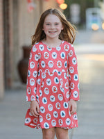Christmas Girls' Santa and Tree Striped Dress by Rylee Faith Designs
