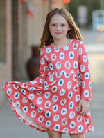 Christmas Girls' Santa and Tree Striped Dress by Rylee Faith Designs