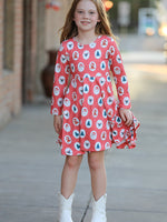 Christmas Girls' Santa and Tree Striped Dress by Rylee Faith Designs