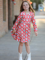 Christmas Girls' Santa and Tree Striped Dress by Rylee Faith Designs