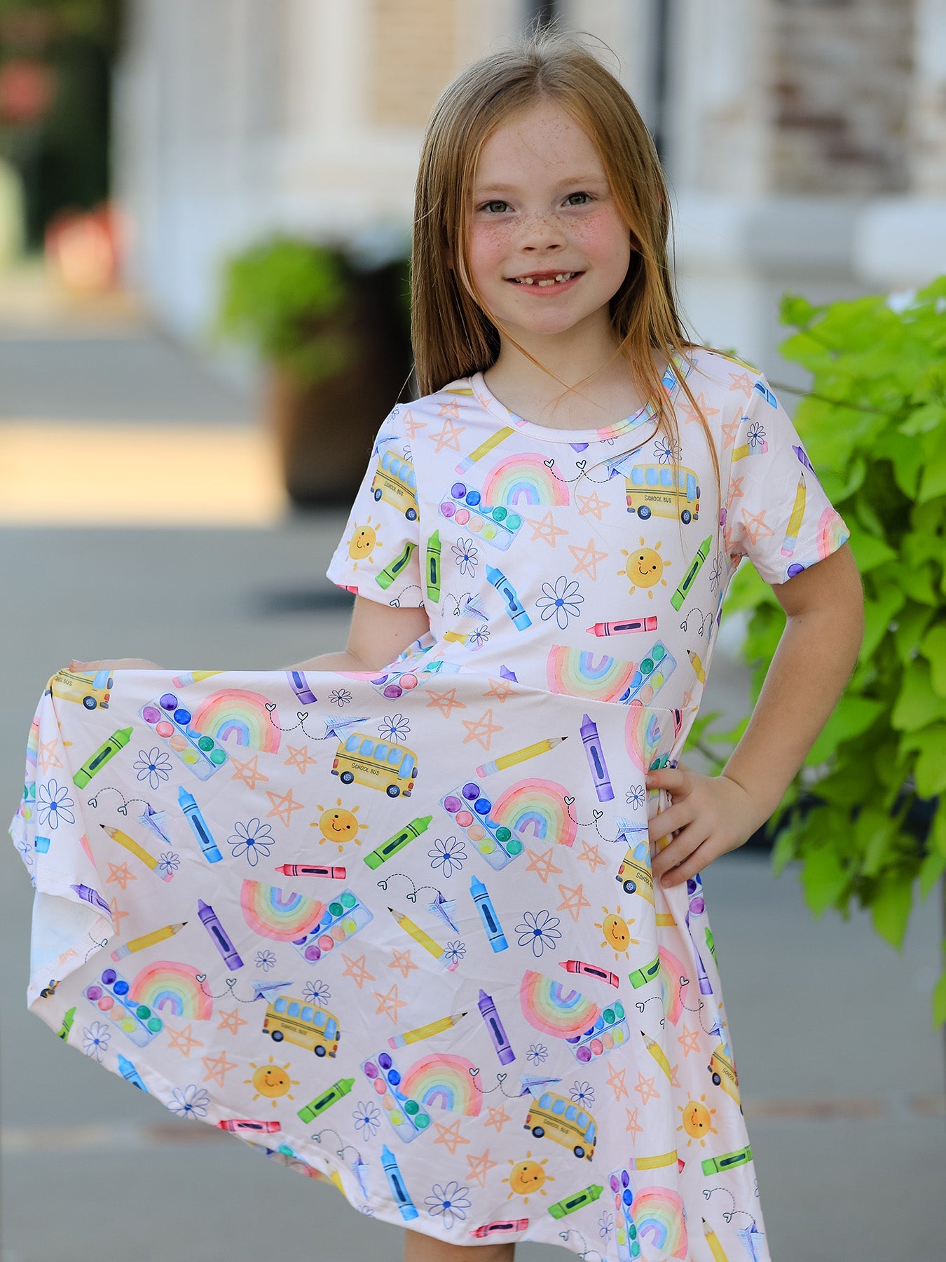 Colorful Back-to-School Delight Girls Dress by Rylee Faith Designs at Everetts Place