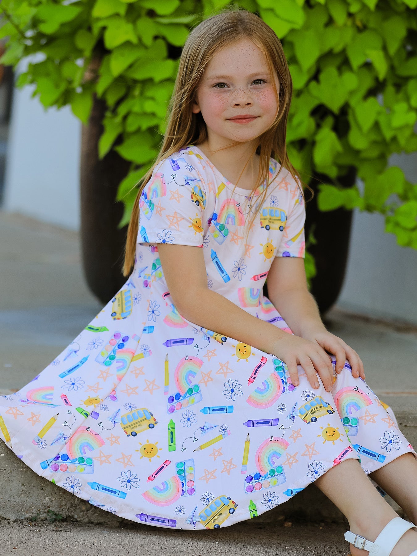 Colorful Back-to-School Delight Girls Dress by Rylee Faith Designs at Everetts Place