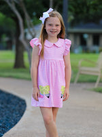 Girls Back To School Bow Pencil Twirl Dress Ruffle Petal Collar Applique - Facial expression, Day Dress, Pink, One-piece garment, Baby & Toddler Clothing | Everetts Place