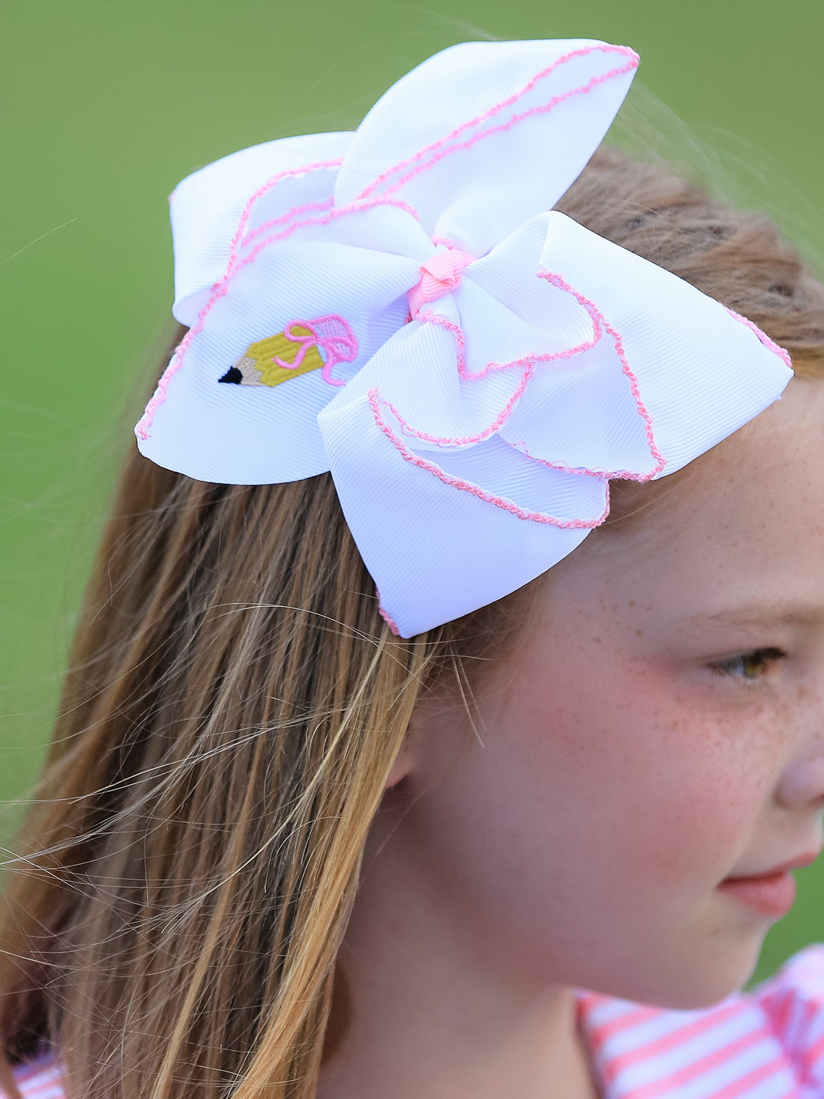 Back to School Yellow Pencil Bow Hair Clip 6.25 Inch by Rylee Faith Designs at Everetts Place