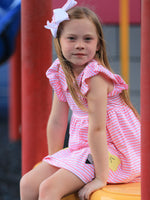 Girls Back To School Bow Pencil Twirl Dress Ruffle Petal Collar Applique by Rylee Faith Designs at Everetts Place