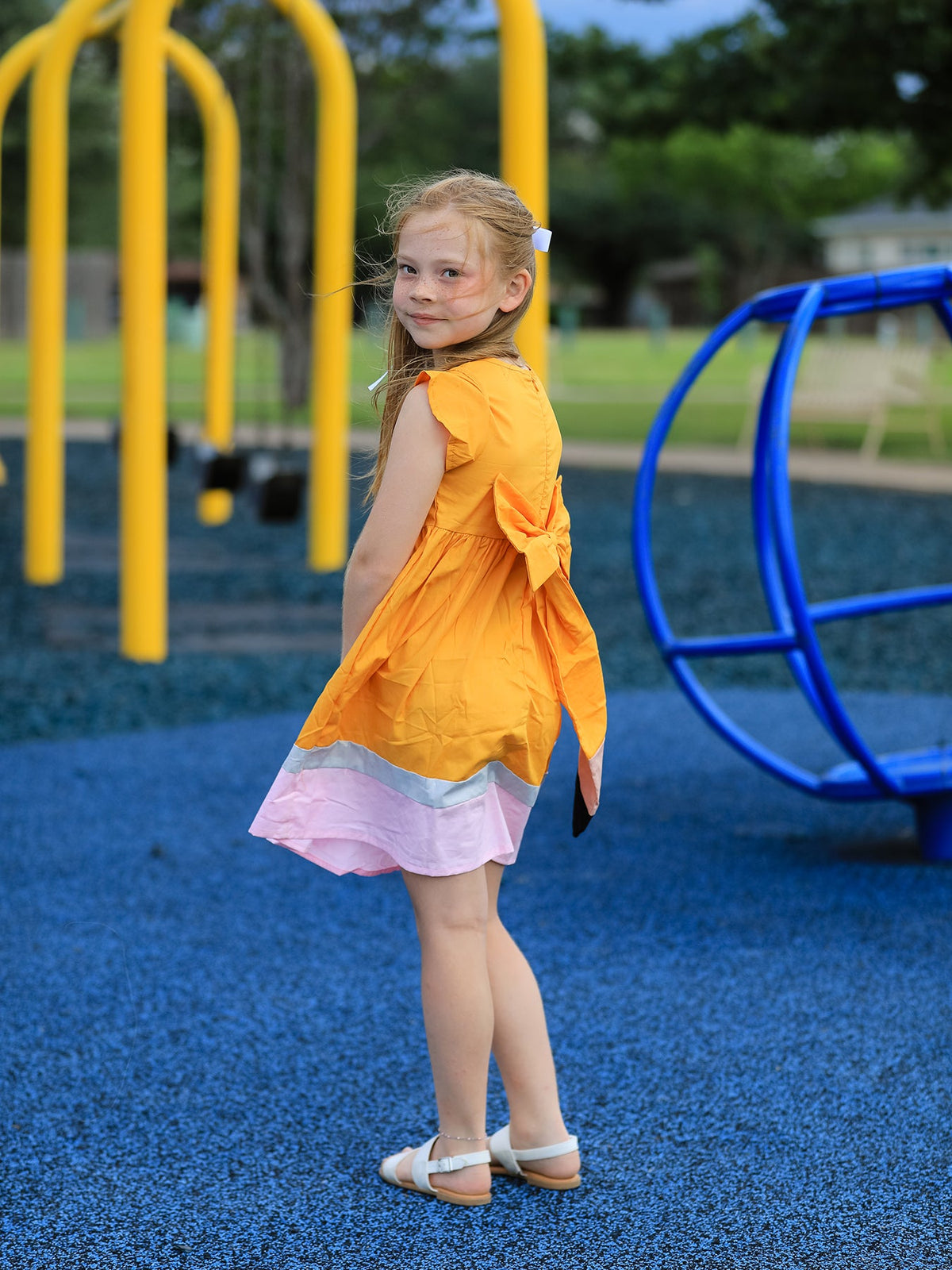 Back To School Pencil Girls Dress Color Block Bow Dress by Rylee Faith Designs at Everetts Place