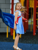 Back To School Girls Striped lapels Apple Bow Dress by Rylee Faith Designs at Everetts Place
