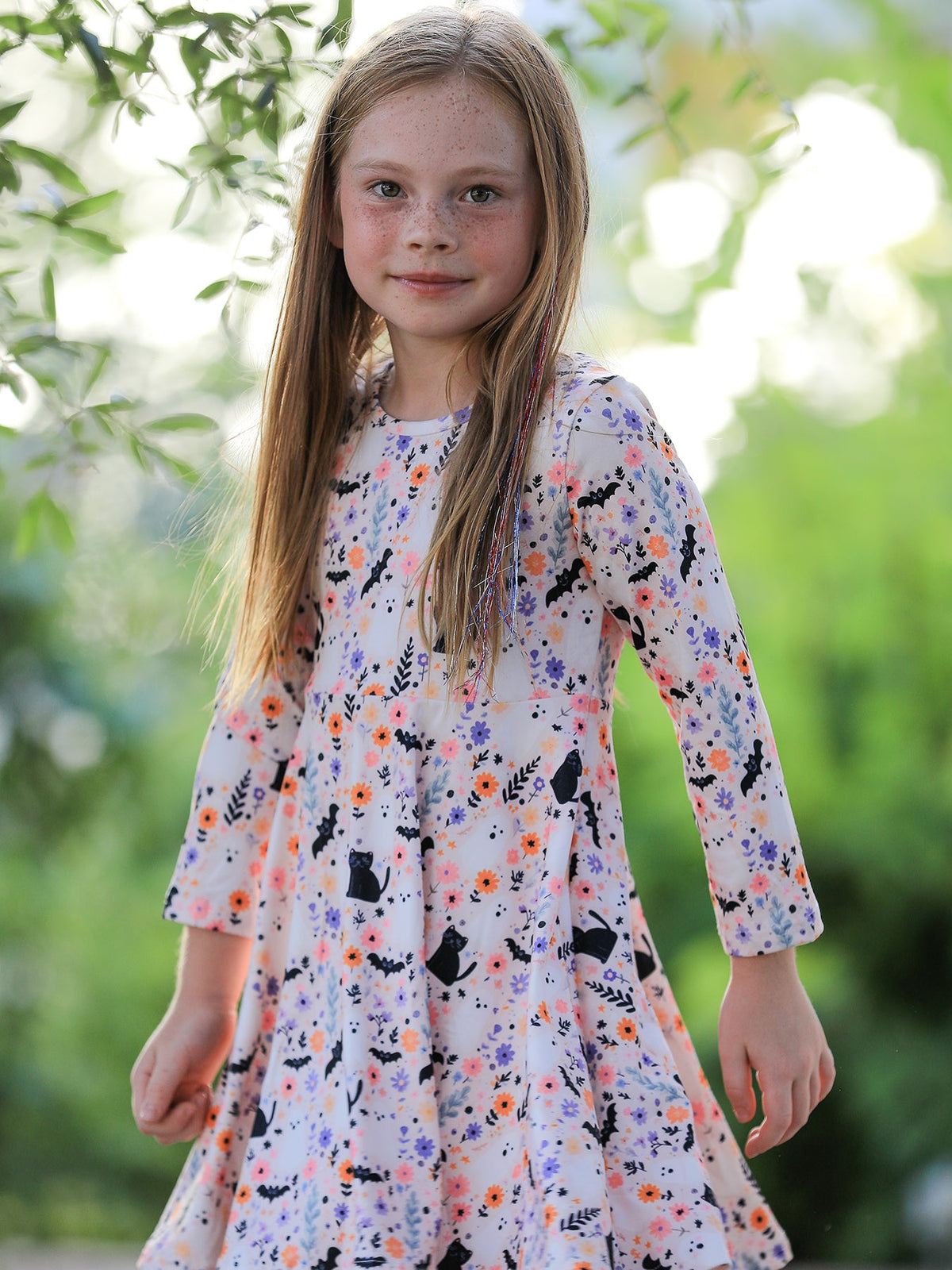 Halloween Black Cat Girls Twirl Dress by Rylee Faith Designs