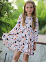 Halloween Black Cat Girls Twirl Dress by Rylee Faith Designs