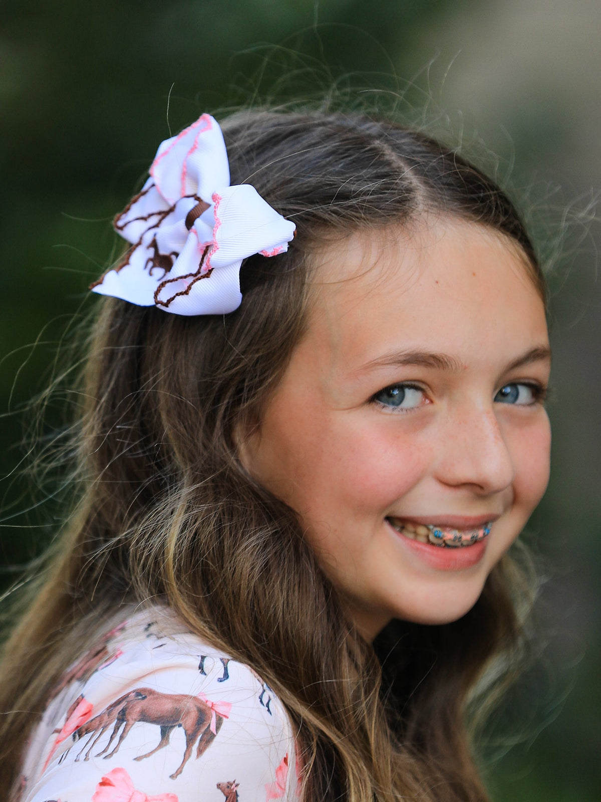 Western Horse Embroidery Ruffle Edge Hairpin, 4 Inch by Rylee Faith Designs