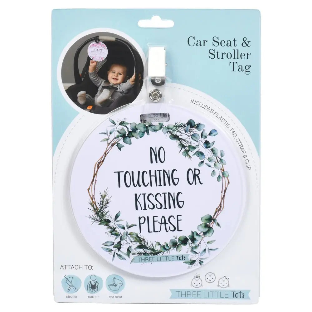 Three Little Tots Eucalyptus No Touching or Kissing Newborn Sign Tag - 