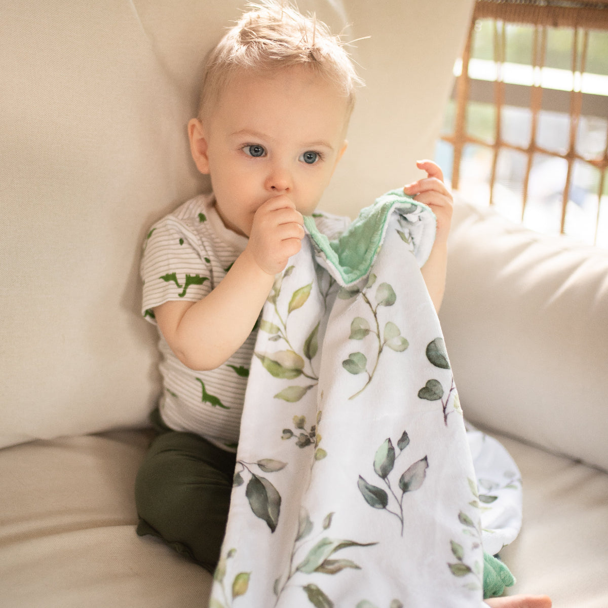 Minky Baby Blanket Eucalyptus Greenery by Honey Lemonade at Everetts Place