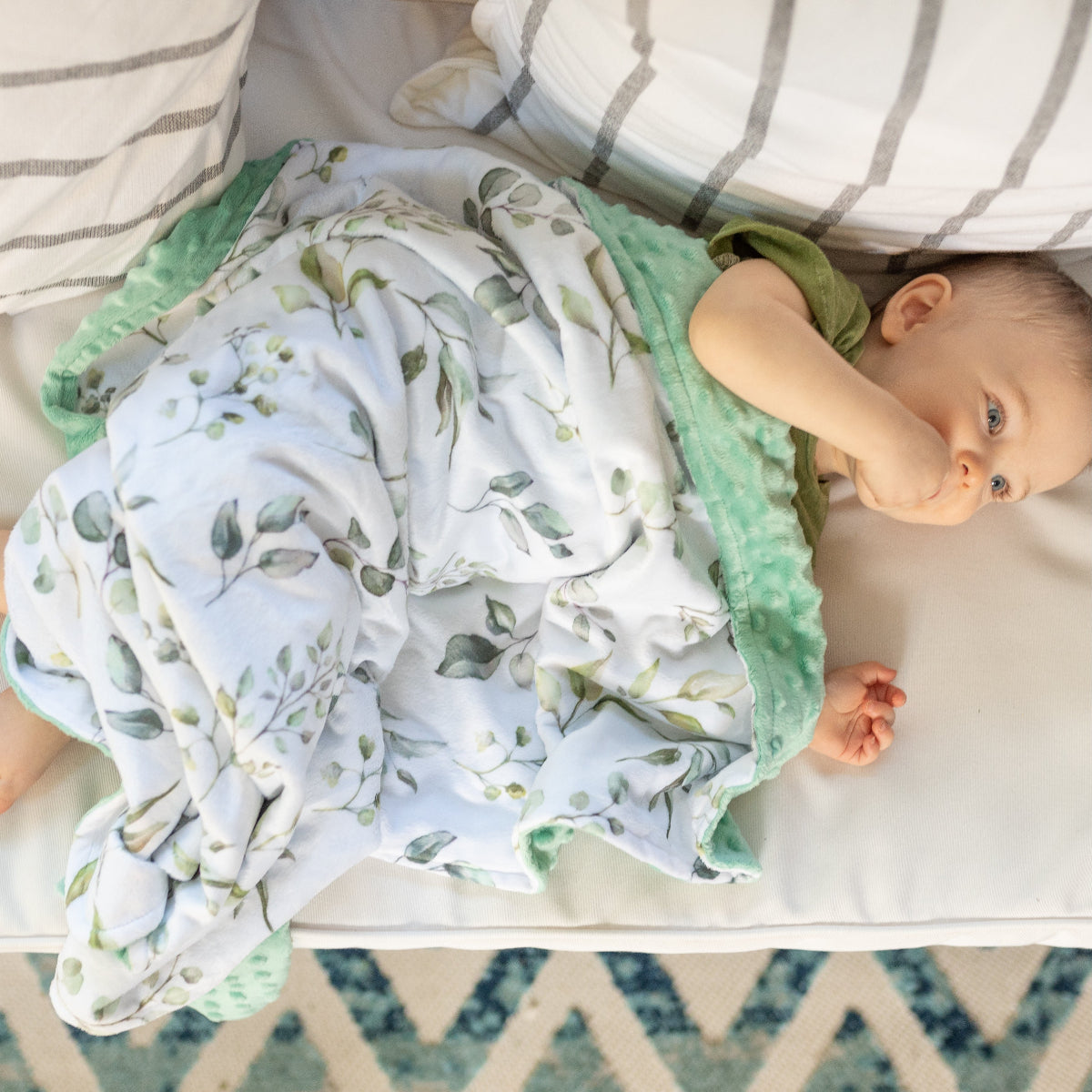 Minky Baby Blanket Eucalyptus Greenery by Honey Lemonade at Everetts Place