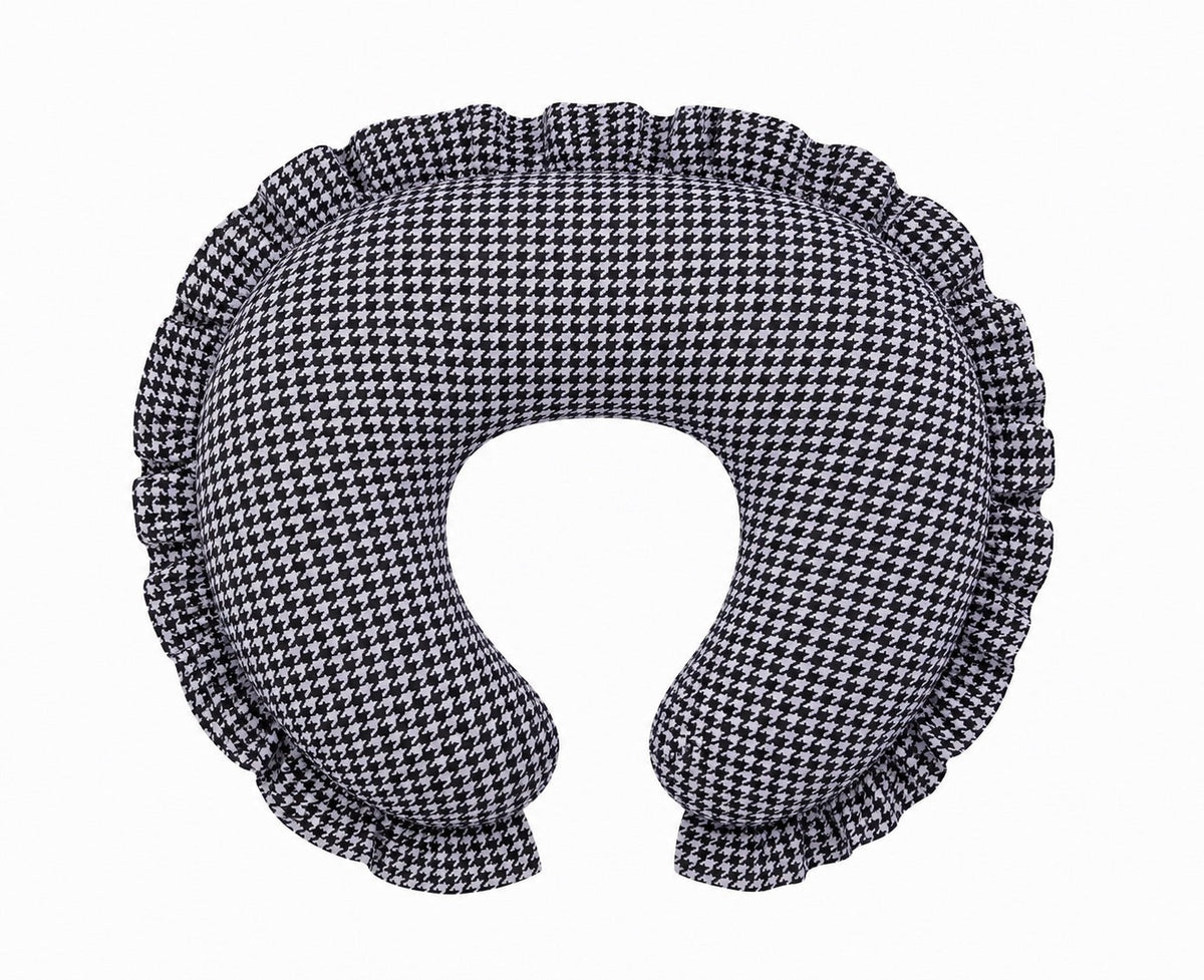 Black White Houndstooth Ruffle Nursing Pillow Cover by Little Mae & Co