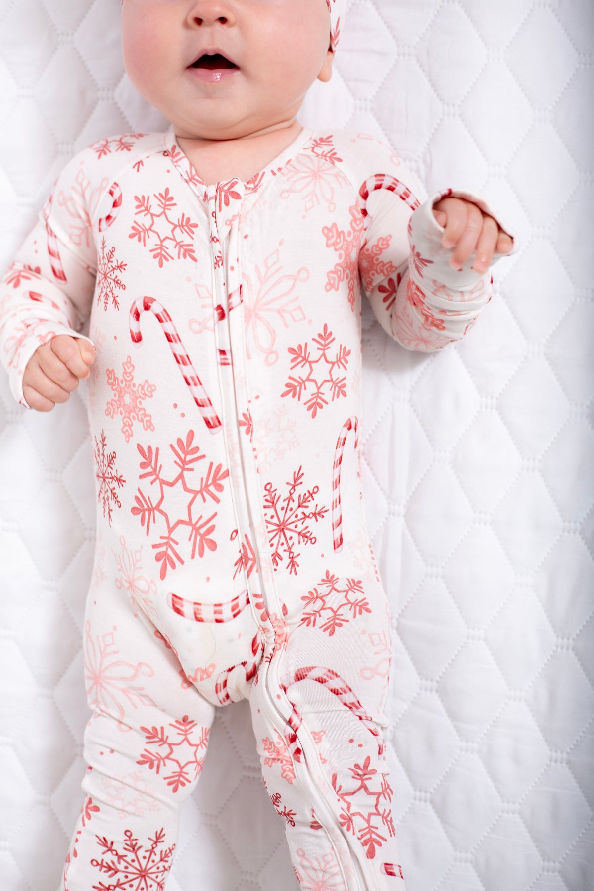My First Candy Cane: Baby Zip Bamboo Onesie by Rayn’s Tiny Stitches