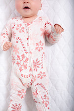 My First Candy Cane: Baby Zip Bamboo Onesie by Rayn’s Tiny Stitches