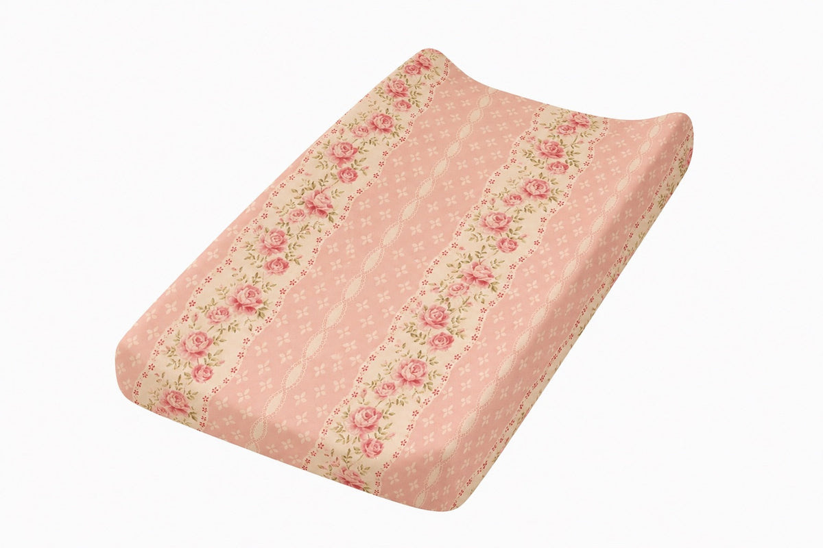 Pink Rose Changing Pad Cover by Little Mae & Co