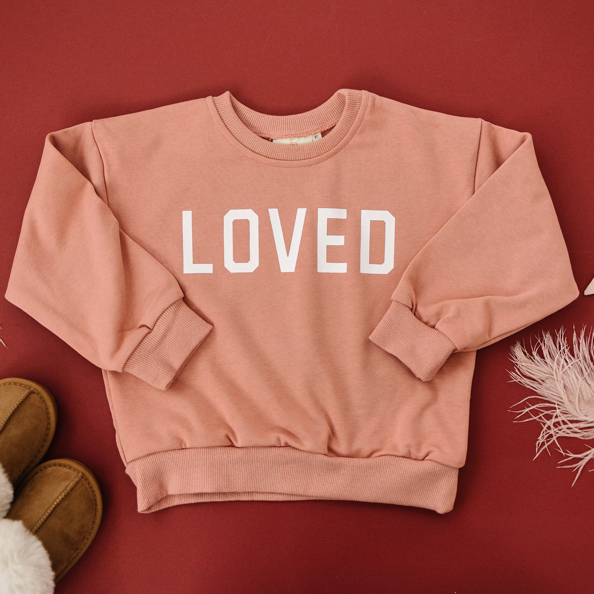 Loved Crewneck Sweatshirt - Red or Pink Little Joy Co. 