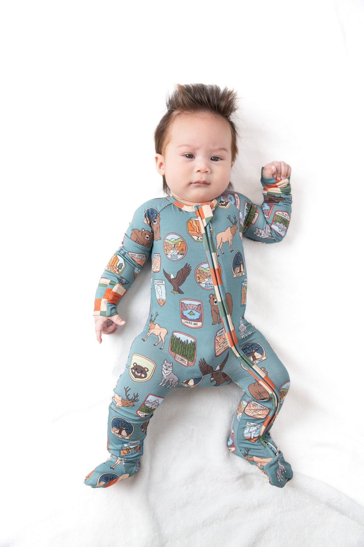 My First National Parks Adventure Double Zip Onesie | Wildlife Baby Outfit by Rayn’s Tiny Stitches