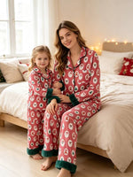 Mommy and Me Christmas Santa Print Pajama Set with Fur Trim by Rylee Faith Designs