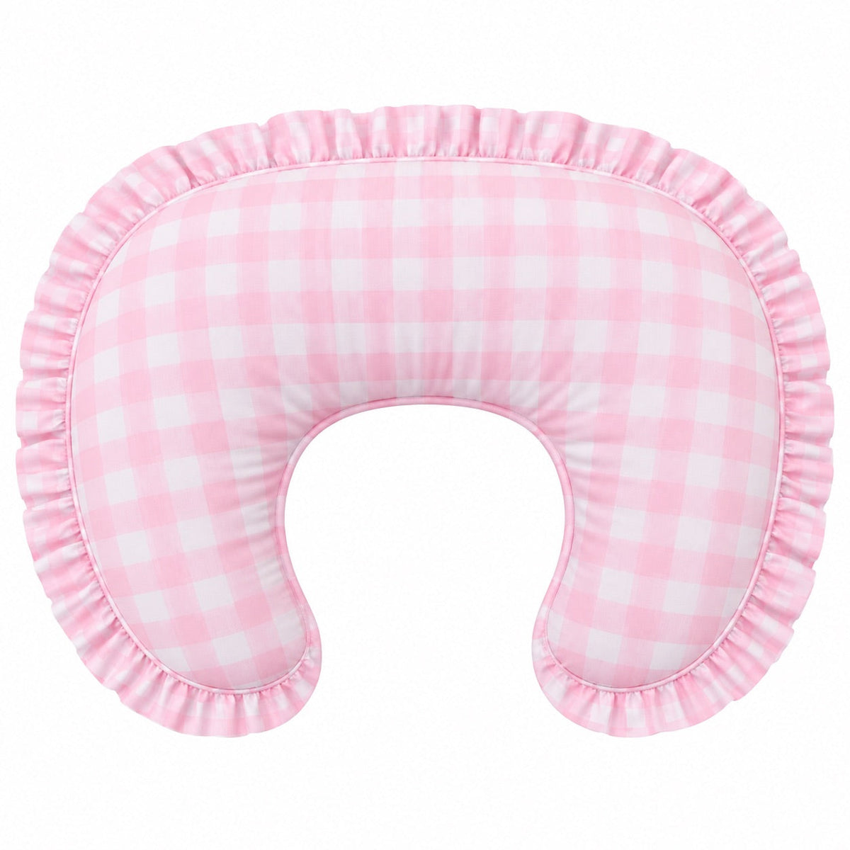 Light Pink Checkered Ruffle Nursing Pillow Cover by Little Mae & Co