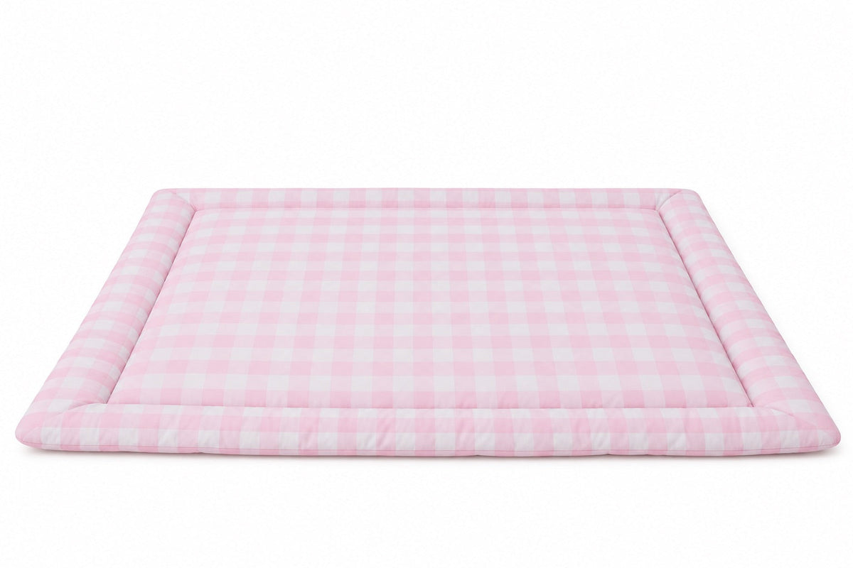 Light Pink Checkered Padded Baby Play Mat by Little Mae & Co
