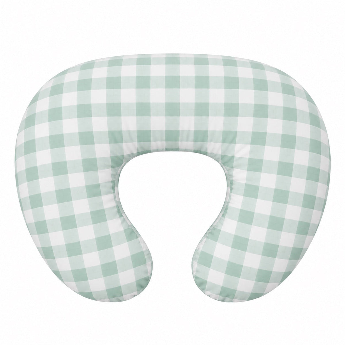 Light Green Checkered Ruffle Nursing Pillow Cover by Little Mae & Co