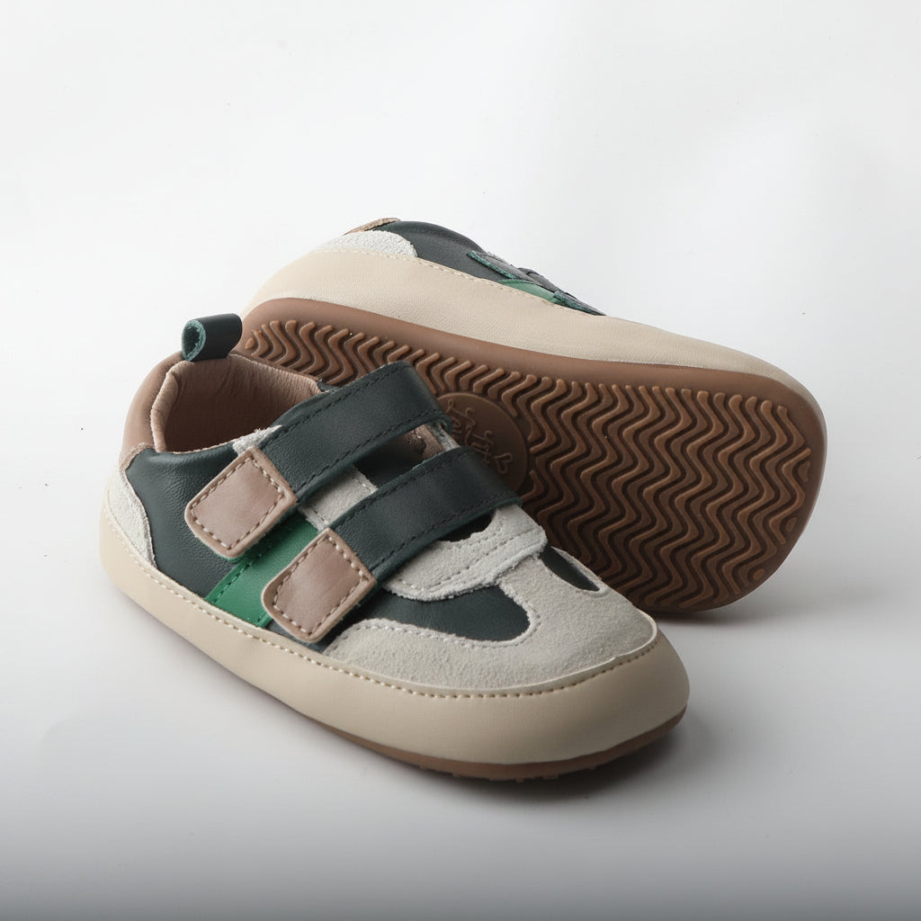 Sneaker, Double Velcro, Wide Opening, Athletic Stripe by Little Love Bug Co.