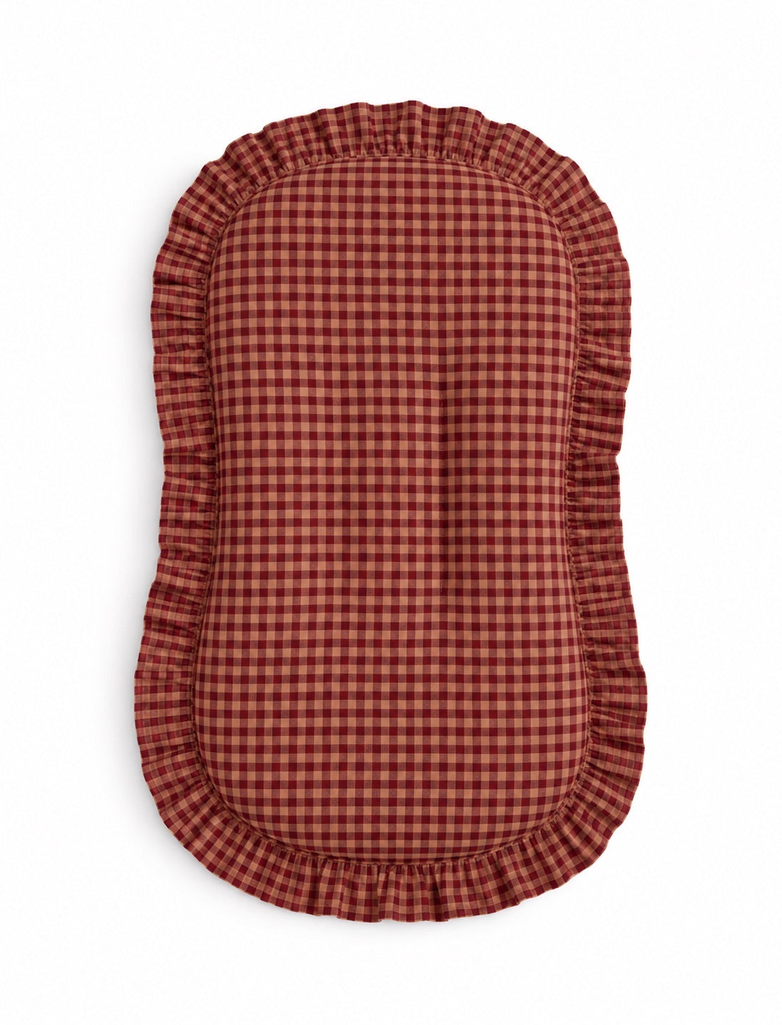 Red Beige Gingham Ruffle Baby Lounger Cover by Little Mae & Co
