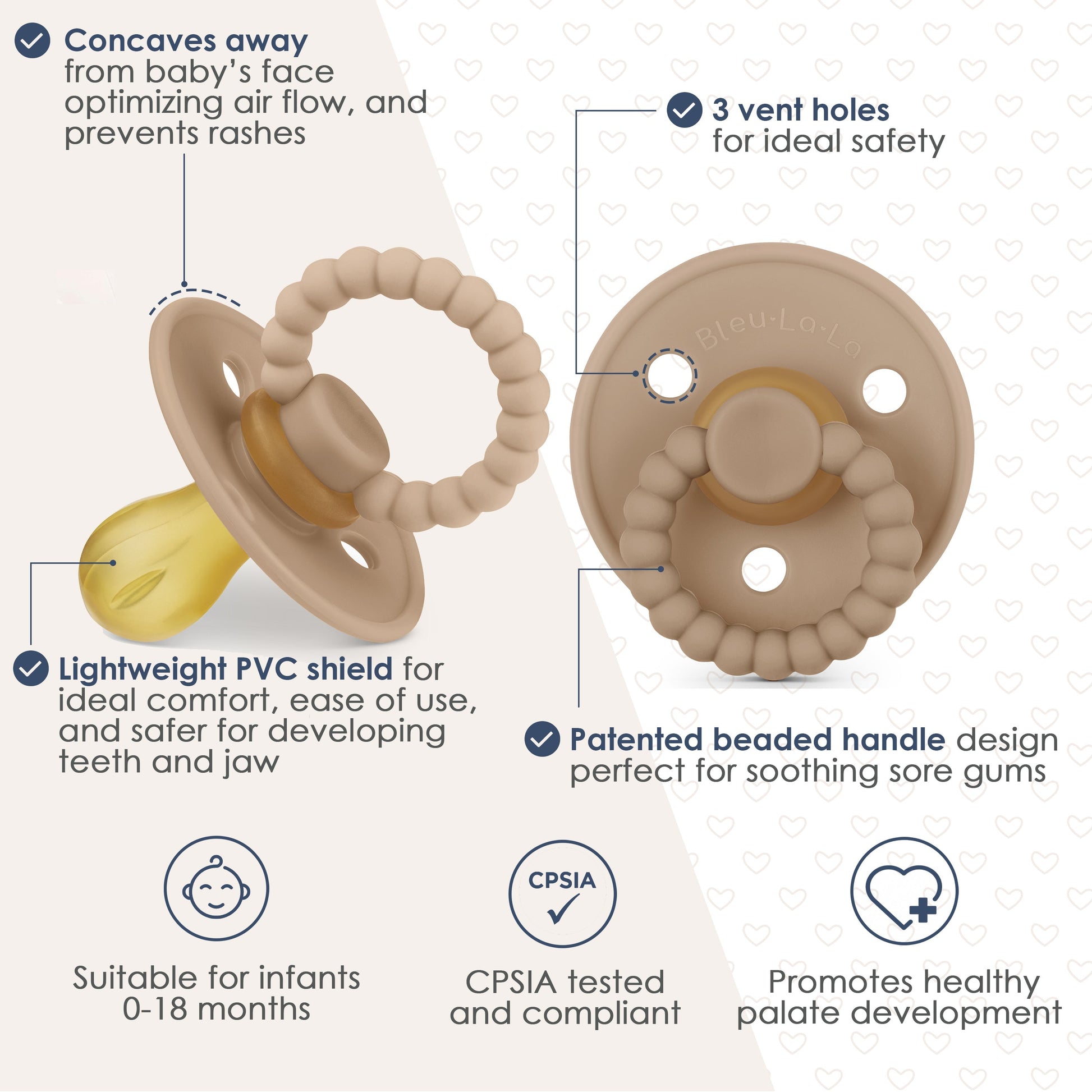 Luladream Pacifier and Clip Set with Teething Handle and Modern Design Bleu La La
