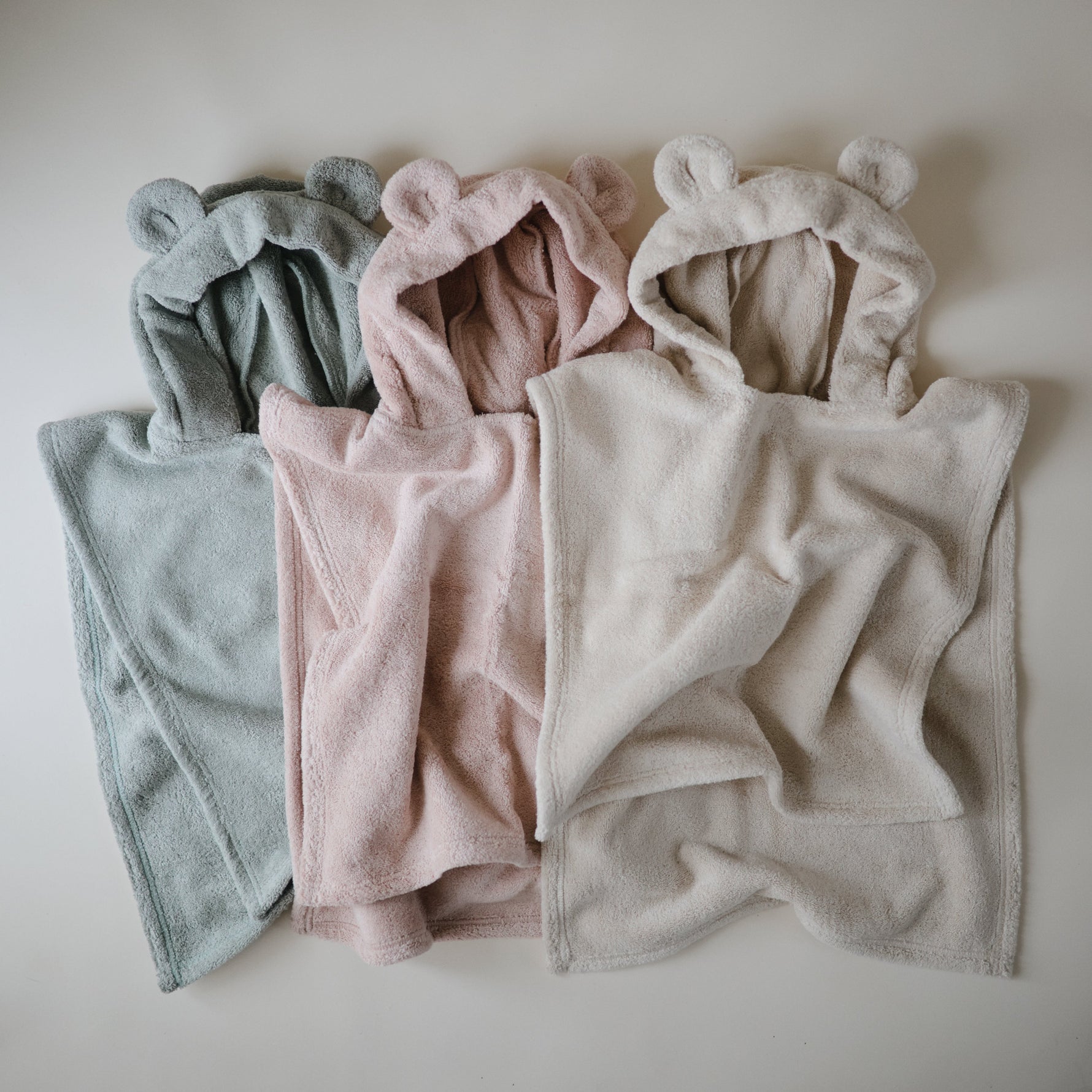 Mushie Bear Poncho Towel, cozy organic cotton hooded bath towel.