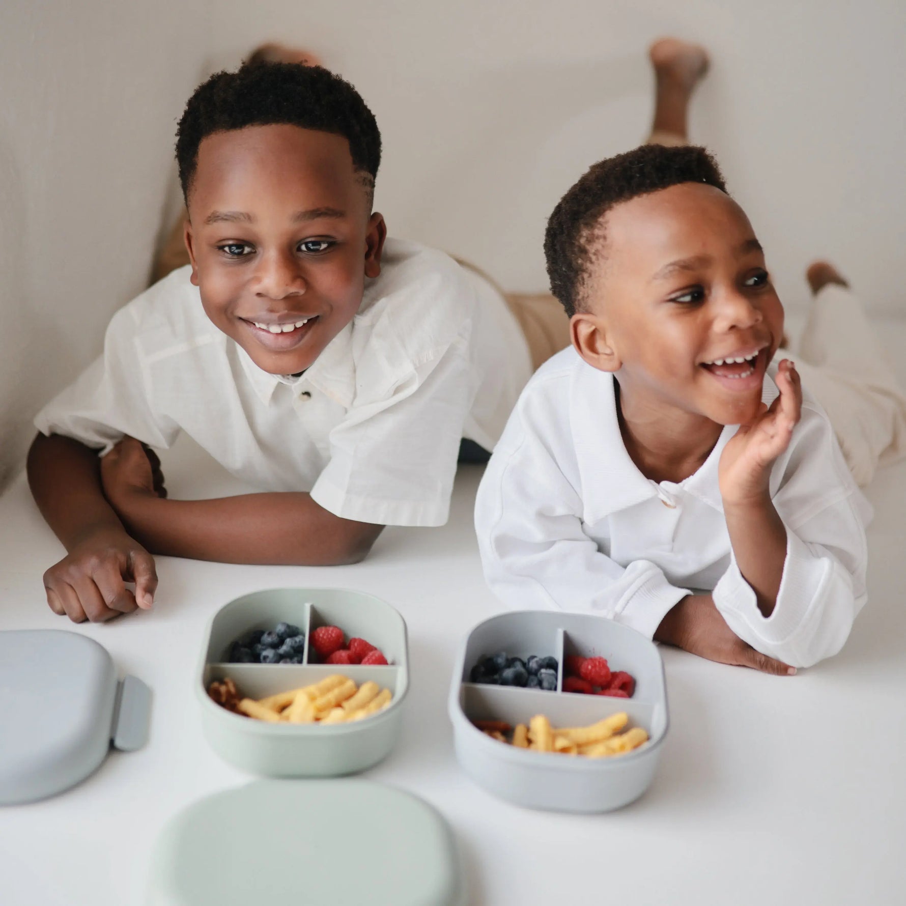 Mushie BPA Free Plastic Lunchbox with Built In Compartments and Locking Utensils - Home & Garden > Kitchen & Dining > Food & Beverage Carriers > Lunch Boxes & Totes Lunchbox
