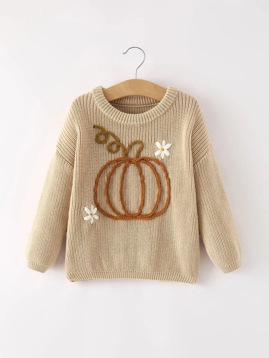 Fall Girls Thanksgiving Halloween Pumpkin Pullover Sweater Rylee Faith Designs Everetts Place: Online Boutique