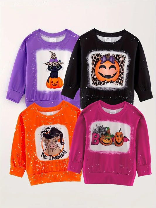 Fall Halloween 4 Piece Long Sleeve O Neck T Shirt Set Rylee Faith Designs Everetts Place: Online Boutique