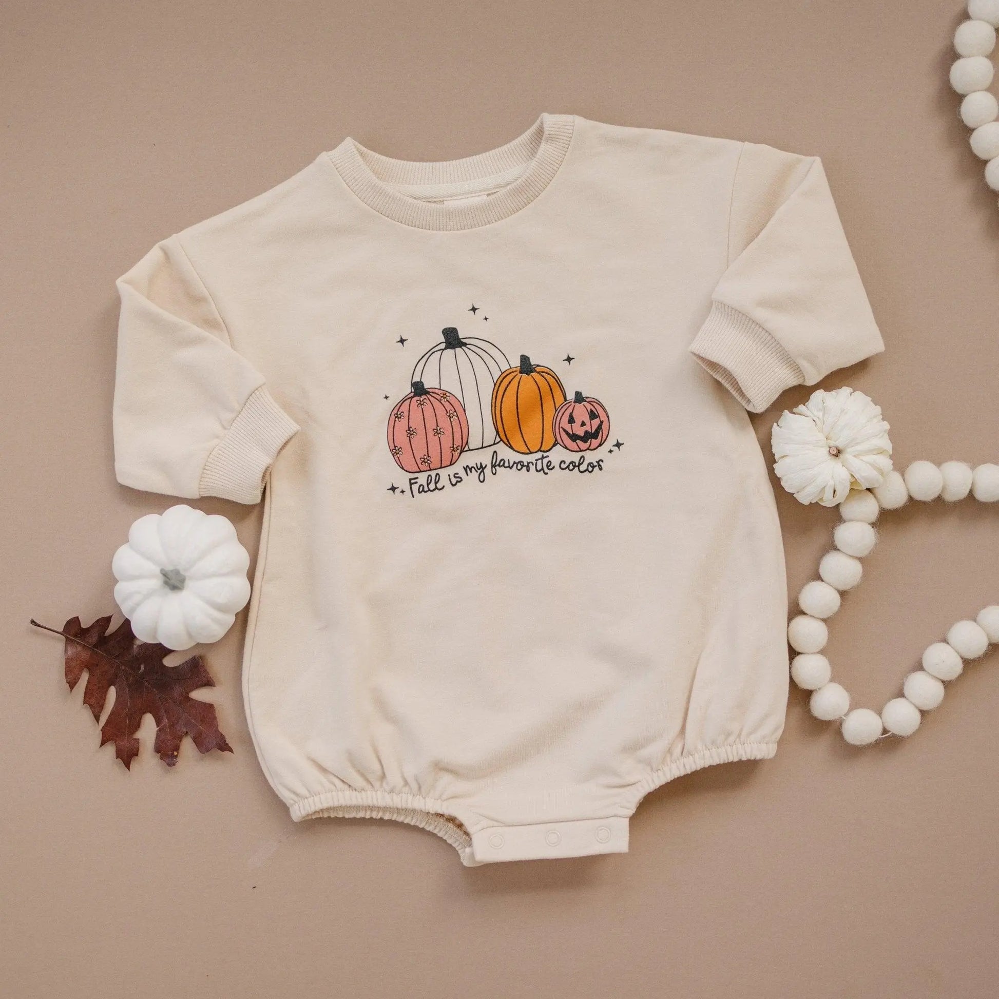 Little Joy Co. Fall Is My Favorite Color Organic Cotton Sweatshirt Romper -