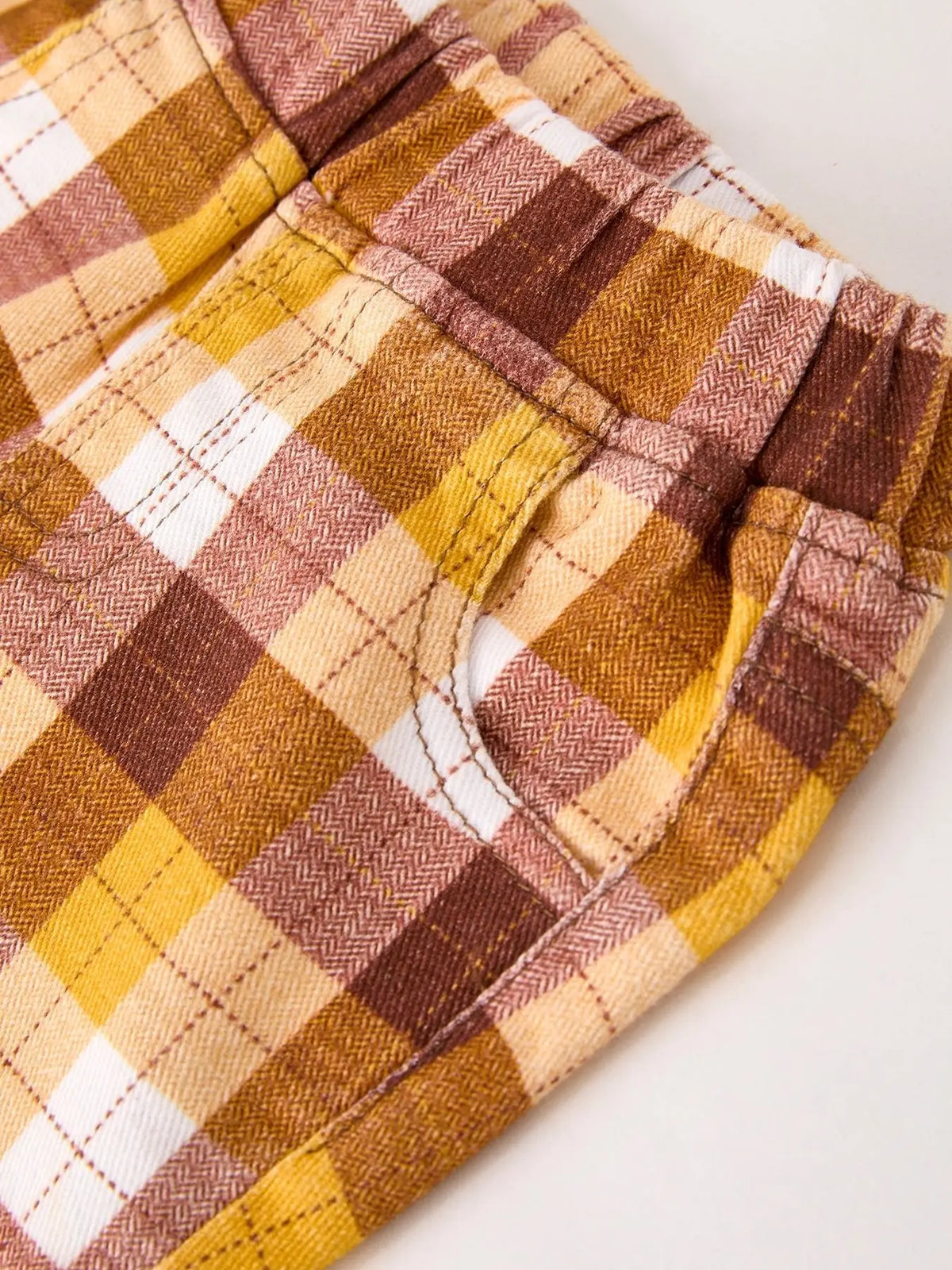 Rylee Faith Designs Fall Thanksgiving Brown Plaid Bow Trousers - 