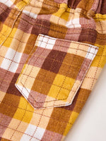 Rylee Faith Designs Fall Thanksgiving Brown Plaid Bow Trousers - 