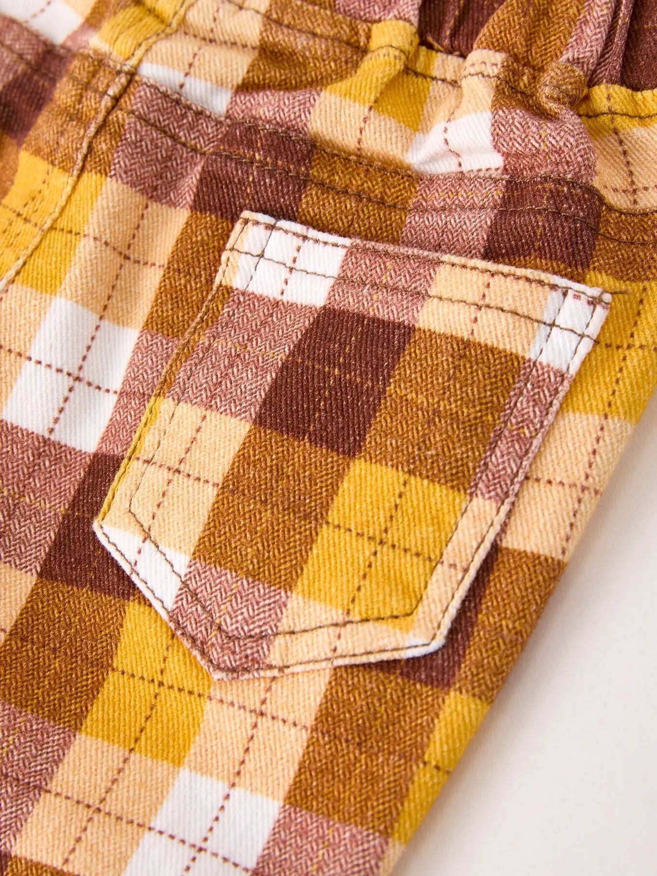 Rylee Faith Designs Fall Thanksgiving Brown Plaid Bow Trousers - 