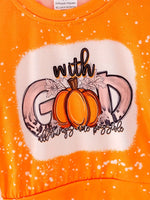 Rylee Faith Designs Fall Thanksgiving Halloween 4 Piece Long Sleeve O Neck T Shirt Set - Apparel & Accessories > Clothing > Clothing Tops > Hoodies Top