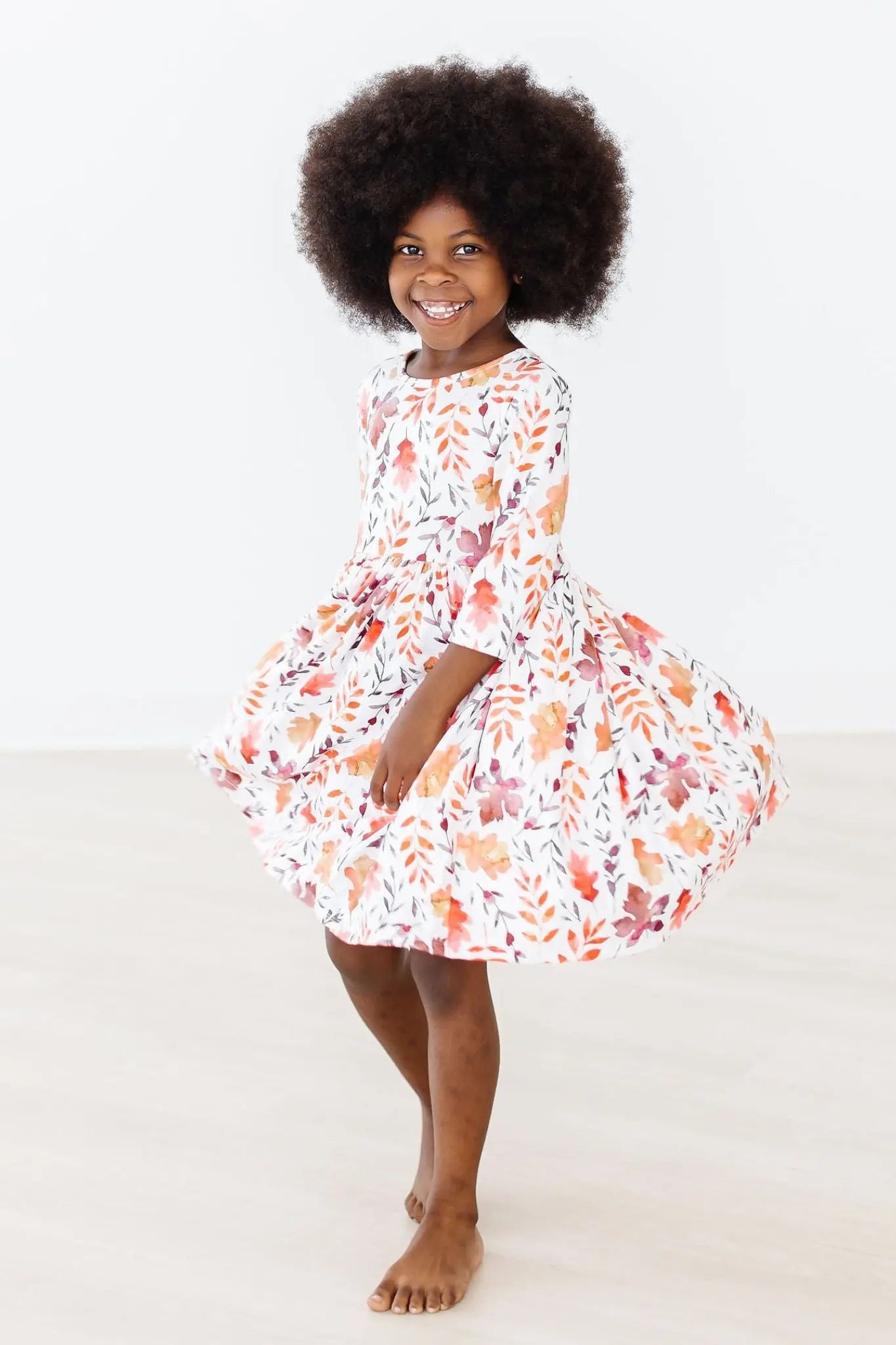Mila & Rose ® Falling Leaves Three Quarter Sleeve Pocket Twirl Dress - Apparel & Accessories > Clothing > Dresses Twirl Pocket Dress 3/4