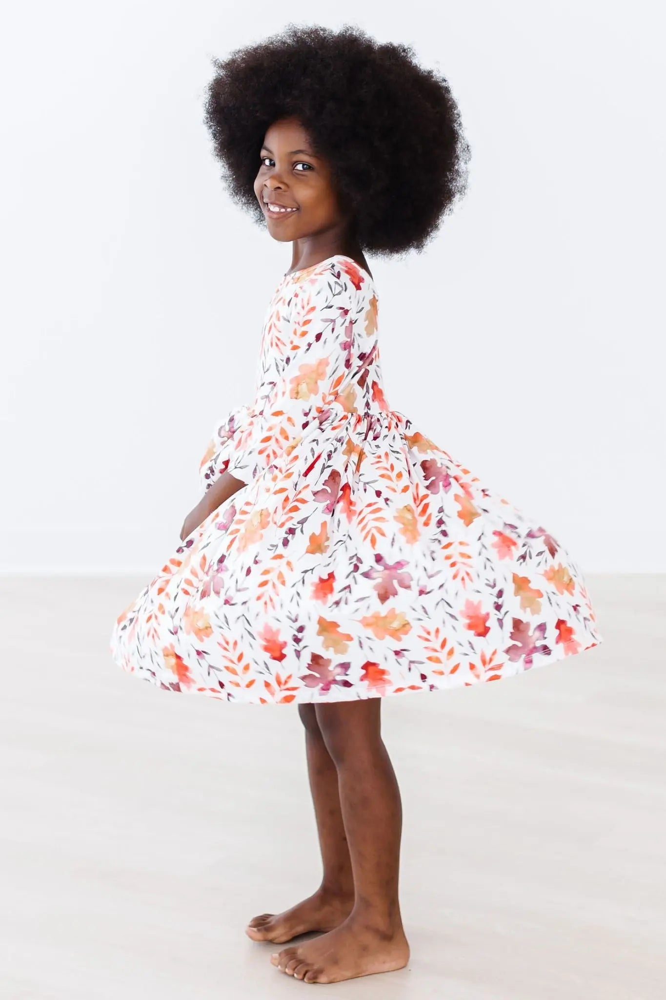 Mila & Rose ® Falling Leaves Three Quarter Sleeve Pocket Twirl Dress - Apparel & Accessories > Clothing > Dresses Twirl Pocket Dress 3/4