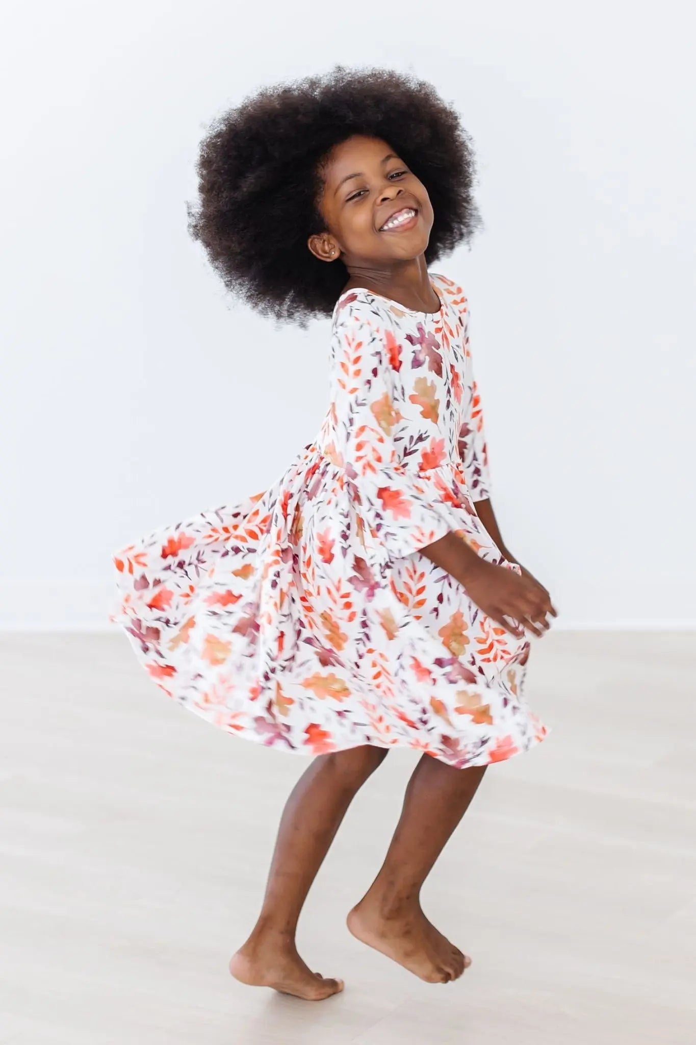 Mila & Rose ® Falling Leaves Three Quarter Sleeve Pocket Twirl Dress - Apparel & Accessories > Clothing > Dresses Twirl Pocket Dress 3/4