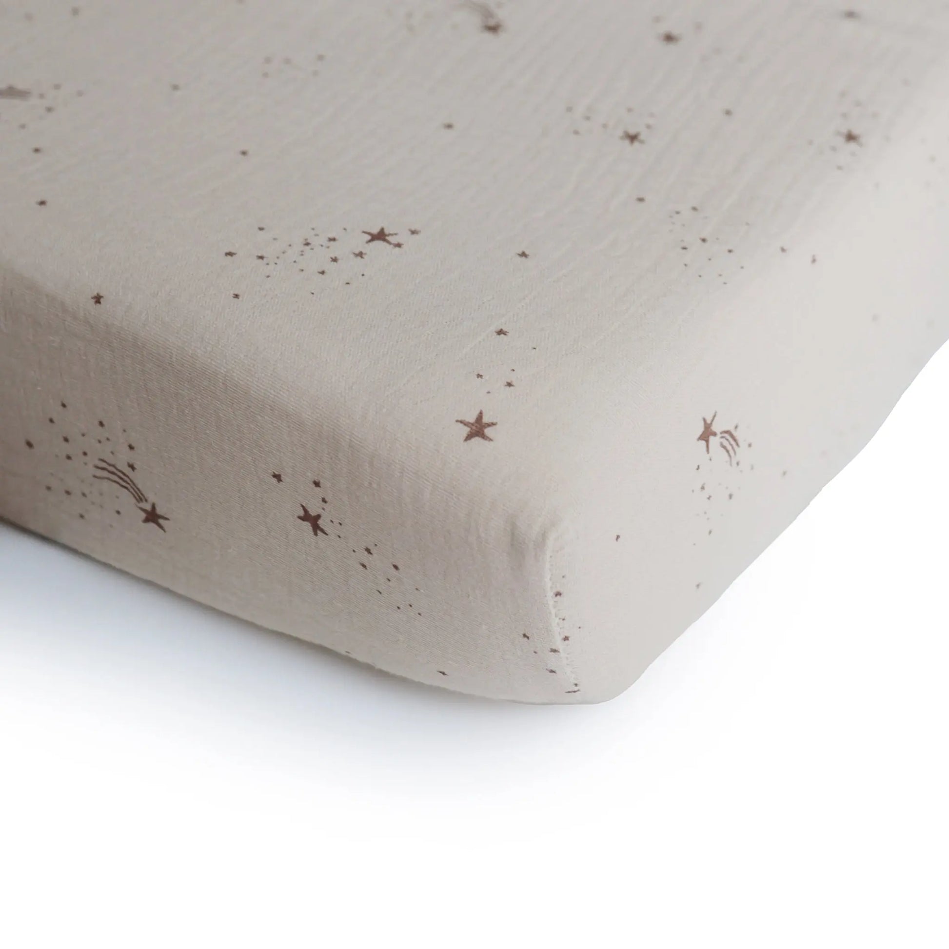 Mini Muslin Crib Sheet 100 Percent Cotton Extra Soft Breathable Fabric Full Elastic Edges Pre-Washed For Softness Mushie
