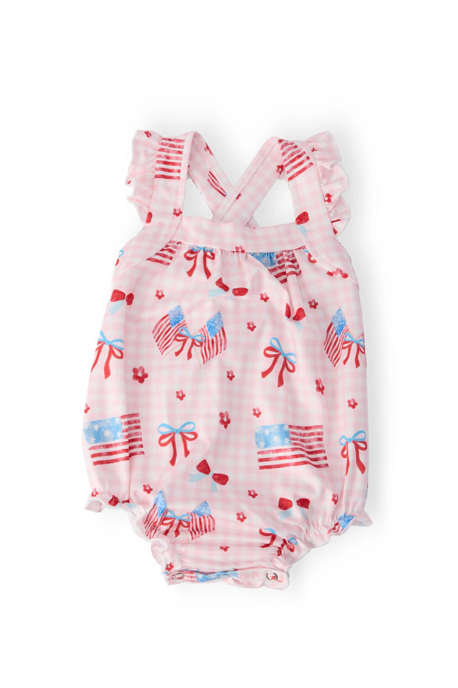 Fancy Flags Ruffle Cross Back Romper Mila & Rose ® 