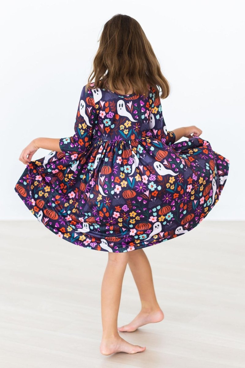 Mila & Rose ® Fangtastic Three Quarter Sleeve Pocket Dress For Toddlers - Everetts Place Boutique - 