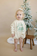 Little Joy Co. Farm Fresh Christmas Trees Sweatshirt Romper - Cream - Everetts Place Boutique - 